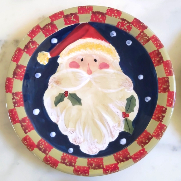 NWOT. Certified International Dinner Plates with Painted Santa Claus, 4 pcs. - Picture 3 of 5